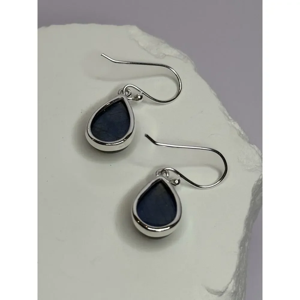 925 Sterling Silver Labradorite Earrings Length 1.2 Inch